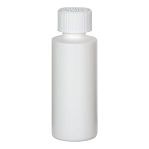 2 oz. White HDPE Cylindrical Sample Bottle with 20/400 White Ribbed CRC Cap with F217 Liner