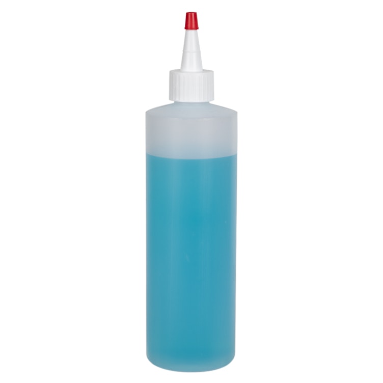 12 oz. Natural HDPE Cylindrical Sample Bottle with 24/410 White Yorker Dispensing Cap