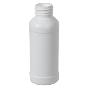 4 oz. White HDPE Modern Round Bottle with 28/410 Neck (Cap Sold Separately)