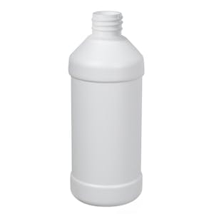 8 oz. White HDPE Modern Round Bottle with 28/410 Neck (Cap Sold Separately)