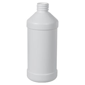 16 oz. White HDPE Modern Round Bottle with 28/410 Neck (Cap Sold Separately)