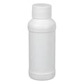 4 oz. White HDPE Modern Round Bottle with 28/410 White Ribbed Cap with F217 Liner