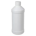 16 oz. White HDPE Modern Round Bottle with 28/410 White Ribbed Cap with F217 Liner