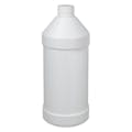 32 oz. White HDPE Modern Round Bottle with 28/410 White Ribbed Cap with F217 Liner