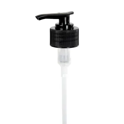 28/410 Black Ribbed Lotion Pump with 9-1/4" Dip Tube