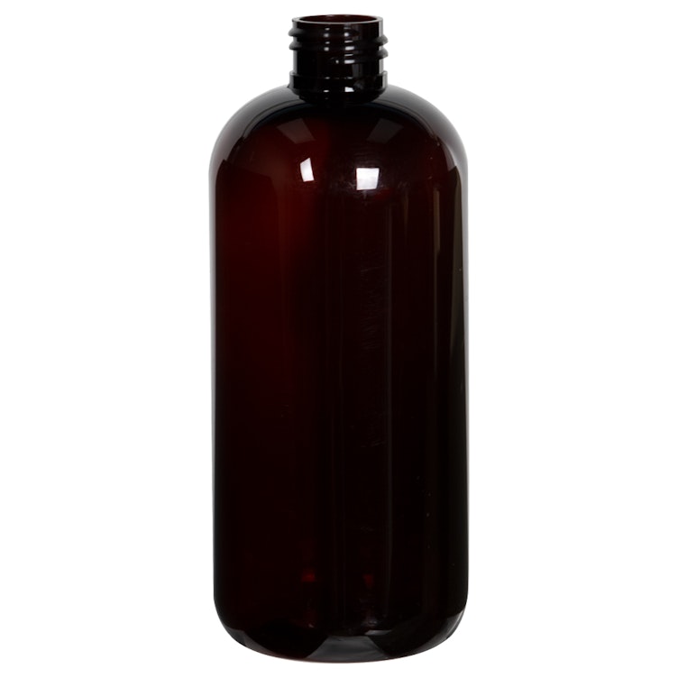 12 oz. Light Amber PET Traditional Boston Round Bottle with 24/410 Neck (Cap Sold Separately)
