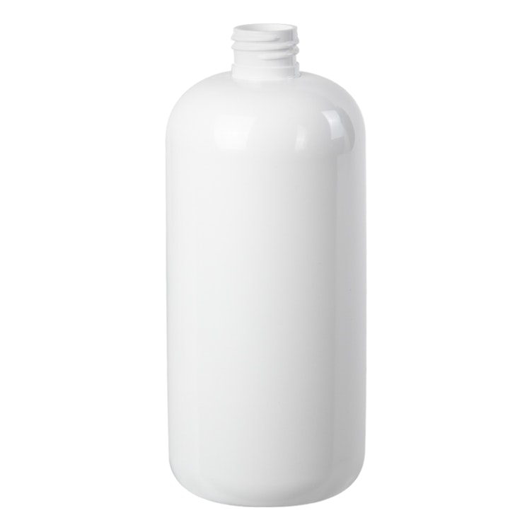 16 oz. White PET Traditional Boston Round Bottle with 24/410 Neck (Cap Sold Separately)