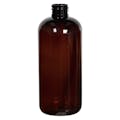 16 oz. Light Amber PET Traditional Boston Round Bottle with 28/410 Neck (Cap Sold Separately)