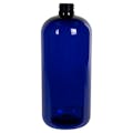32 oz. Cobalt Blue PET Traditional Boston Round Bottle with 28/410 Neck (Cap Sold Separately)