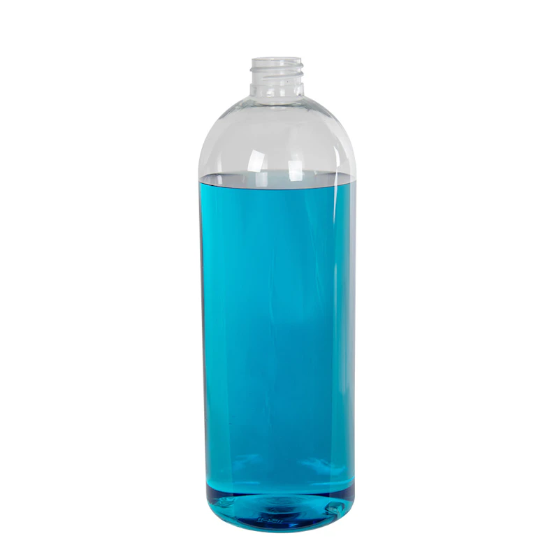 32 oz. Clear PET High Clarity Cosmo Round Bottle with 28/410 Neck (Cap Sold Separately)