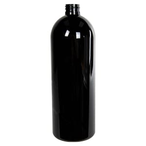 32 oz. Black PET Cosmo Round Bottle with 28/410 Neck (Cap Sold Separately)
