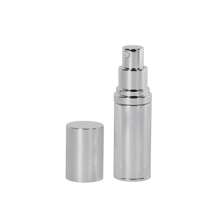 15mL Silver Airless Treatment Bottle with Pump & 18mm Cap