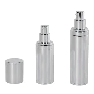 Silver Airless Treatment Bottles with Pumps & Caps