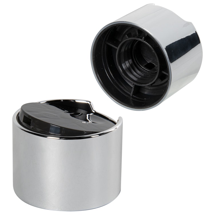 24/410 Silver & Black ABS/Polypropylene Oversized Disc-Top Dispensing Cap with 0.250" Orifice