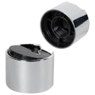 24/410 Silver & Black Polypropylene Oversized Disc-Top Dispensing Cap with 0.250" Orifice