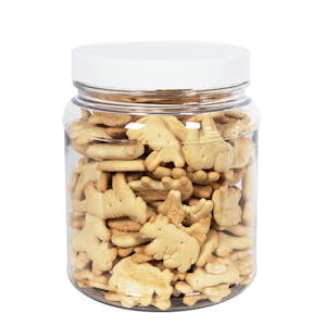 58 oz. Clear PET Round Jar without Label Panel & with 110/400 White Ribbed Cap with F217 Liner