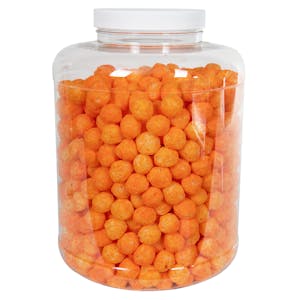 300 oz. Clear PET Round Jar with 120/400 White Ribbed Cap with F217 Liner