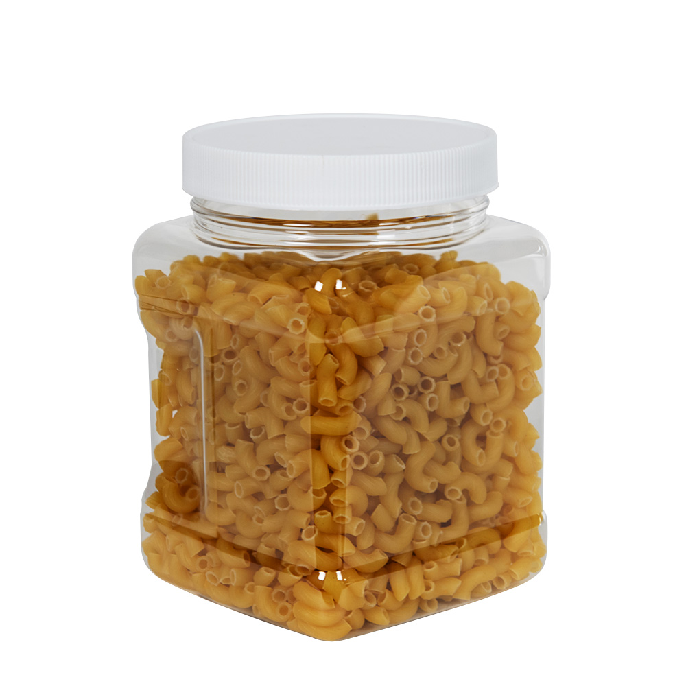 64 oz. Clear PET Square Pinch Grip-It Jar with 110/400 White
