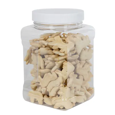 48 oz. Clear PET Square Pinch Grip-It Jar with 89/400 White Ribbed Cap with F217 Liner
