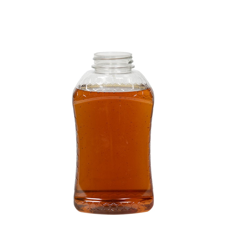 16 oz. (Honey Weight) Clear PET Honeycomb Hourglass Grip Bottle with 38/400 Neck (Cap Sold Separately)