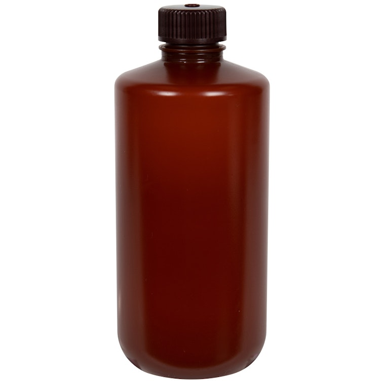 500mL Nalgene™ Narrow-Mouth Translucent Amber HDPE Bottle with 28/415 Cap
