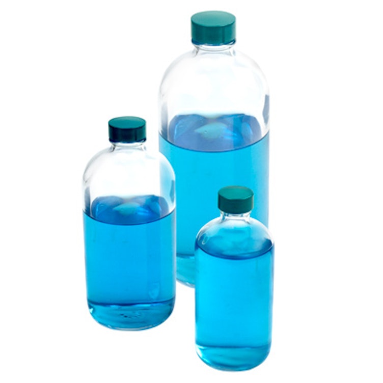 16 oz Clear Glass Boston Round Bottles (Black PP Cap) - 12/Case, Clear Type III 28-400