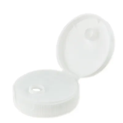 38/400 White Snap-Top Dispensing Cap with 7.62mm Orifice & Pressure-Sensitive Liner