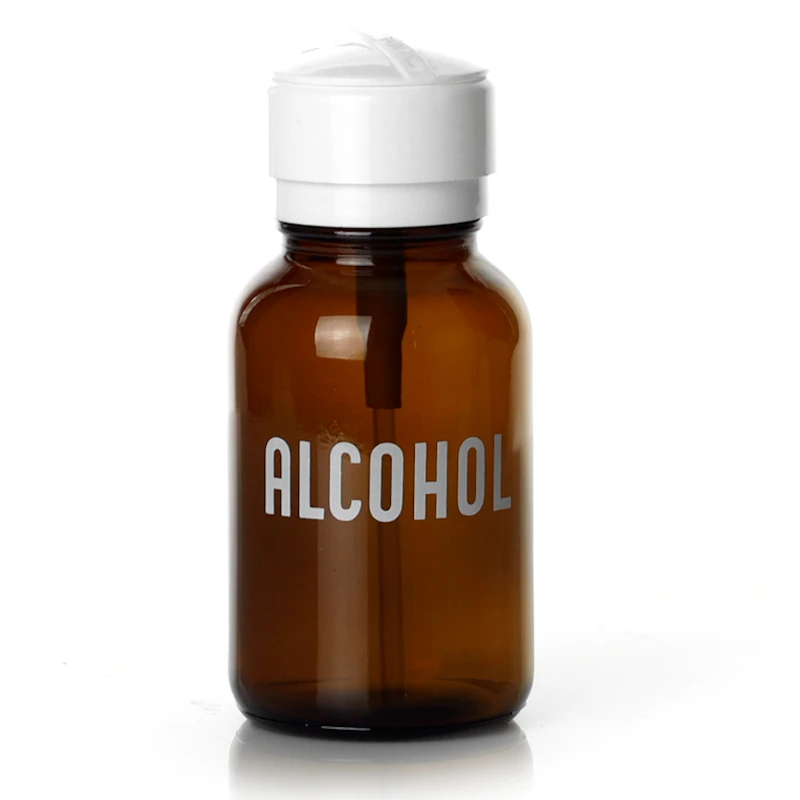 8 oz. Amber Round Glass Alcohol Bottle with 45/400 Pump