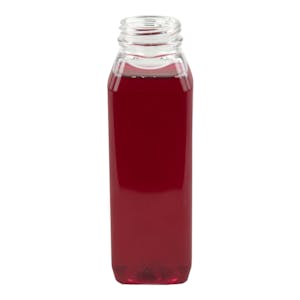 16 oz. Square Carafe PET Clear Juice Bottle - 160/Bag