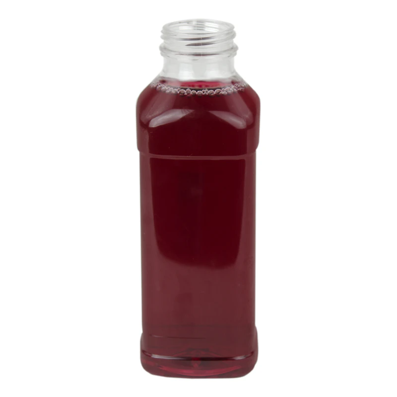 14.5 oz. Clear PET CP Square Beverage Bottle & 38mm DBJ Neck (Cap Sold Separately)