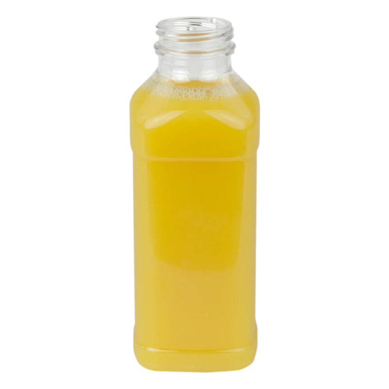 16 oz. Clear PET CP Square Beverage Bottle & 38mm DBJ Neck (Cap Sold Separately)