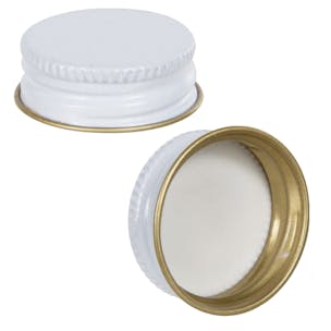 White & Gold Metal Caps with Full Cover Plastisol Liners