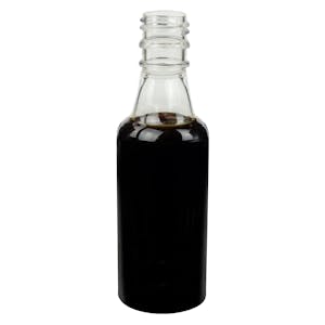 1.7 oz. Clear PET Smooth Round Sauce Bottle with 18mm Kerr Neck (Cap Sold Separately)