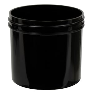 12 oz. Black Polypropylene Straight-Sided Round Jar with 89/400 Neck (Cap Sold Separately)