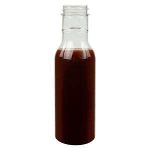 12 oz. Clear PET Smooth Round Sauce Bottle with 38/400 Neck (Cap Sold Separately)