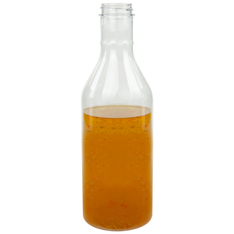 32 oz. Clear PET Smooth Round Sauce Bottle with 38/400 Neck (Cap Sold Separately)