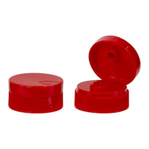 28/400 Red Ribbed Snap-Top Dispensing Cap with 0.25" Orifice