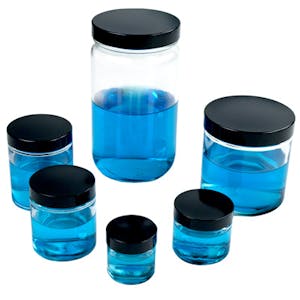 2 oz. Straight-Sided Wide Mouth Glass Rounds with 53/400 Pulp/Vinyl-Lined Caps