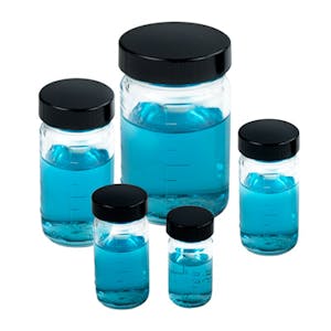 1 oz. Wide Mouth Medium Round Glass Bottles with 33/400 P Caps