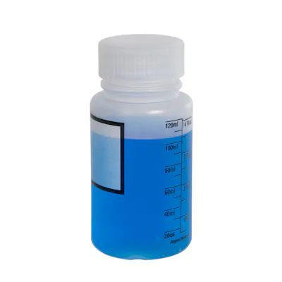 125mL Azlon® Polypropylene Graduated Label Bottles with 38mm Caps - Case of 12