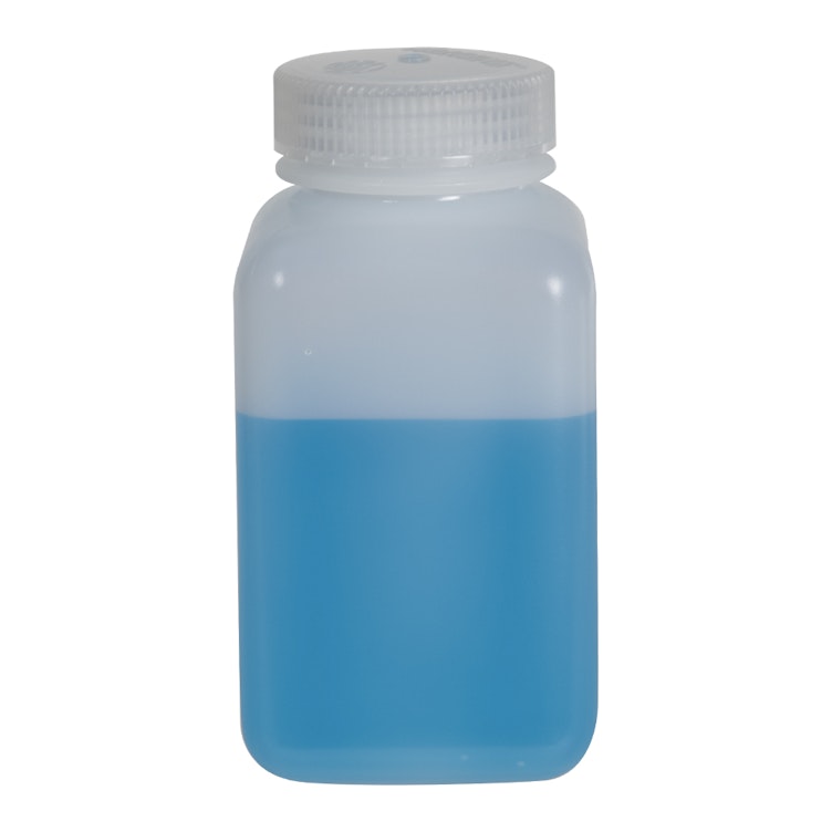 32 oz./1000mL Nalgene™ Wide Mouth Polyethylene Square Bottle with 63mm Cap