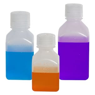 Thermo Scientific™ Nalgene™ Narrow Mouth Polypropylene Square Bottles with Caps