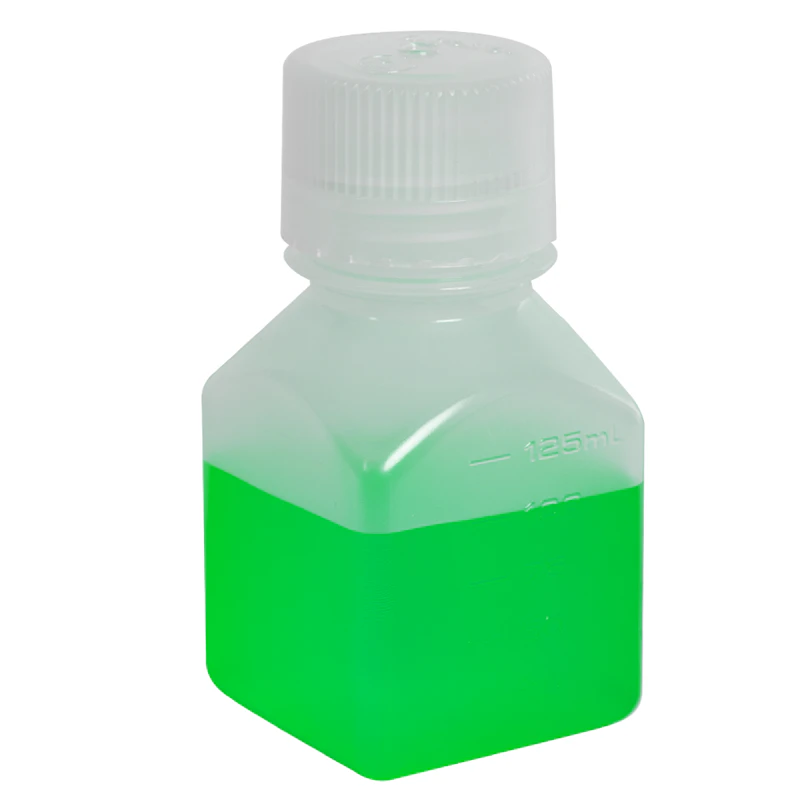 4 oz./125mL Nalgene™ Narrow Mouth Polypropylene Square Bottle with 38/430 Cap
