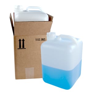 5 Gallon Heavyweight Natural HDPE Carboy with 63mm White Cap with 3/4" Knockout with Cardboard Overpack