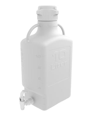 10 Liter White EZgrip® Polypropylene Carboy with 83mm Closed Cap & Spigot