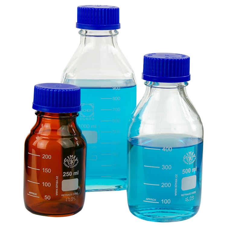 Round & Square Glass Media Bottles with Caps