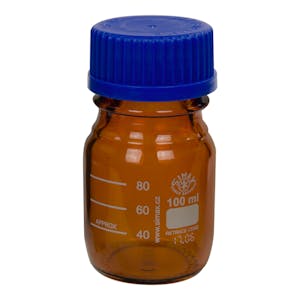 100mL Amber Glass Round Media Storage Bottle with GL45 Cap