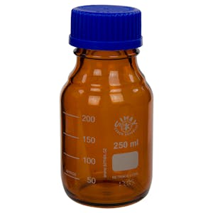 250mL Amber Glass Round Media Storage Bottle with GL45 Cap