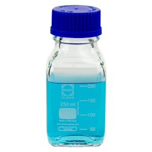 500mL Clear Glass Square Media Storage Bottle with GL45 Cap