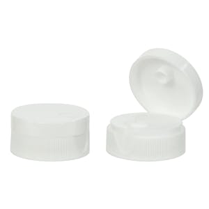 28/400 White Ribbed Snap-Top Dispensing Cap with 0.25" Orifice
